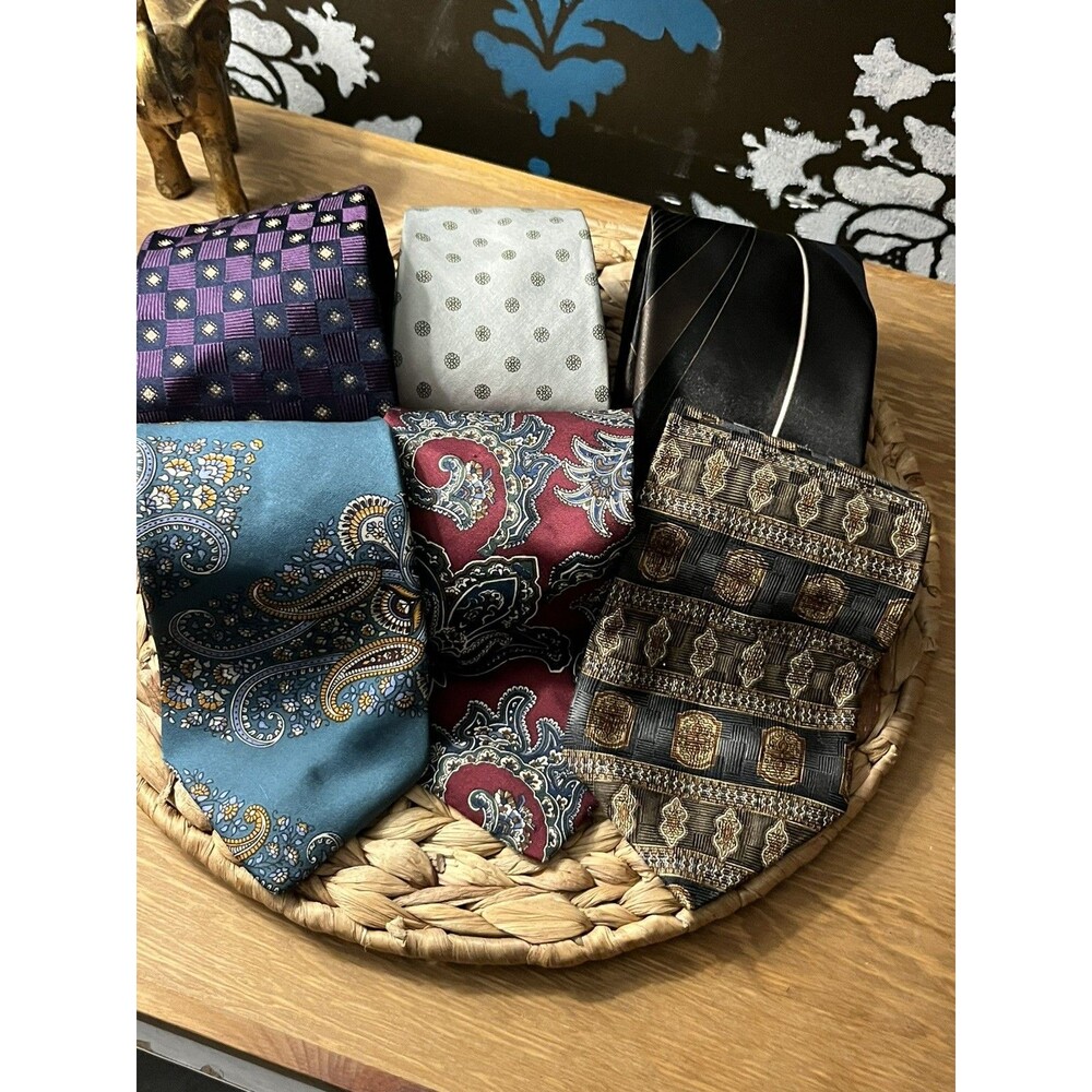 Lot of 6 Neckties Men's Ties Various Brands Multicolor Pattern Bundle